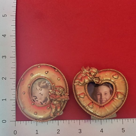 VTG Mini Golden Angel Cherub Picture Photo Frame Magnet Polyresin - Picture 10 of 11